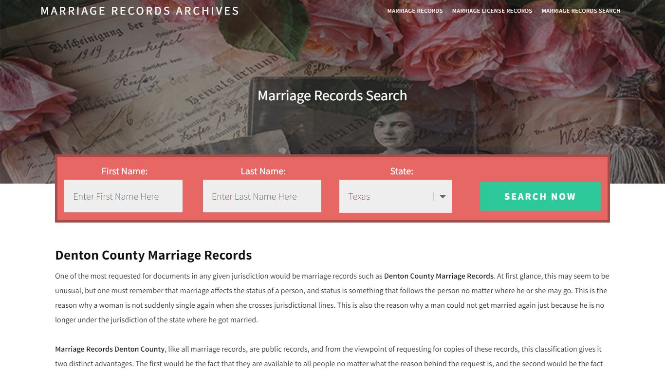 Denton County Marriage Records