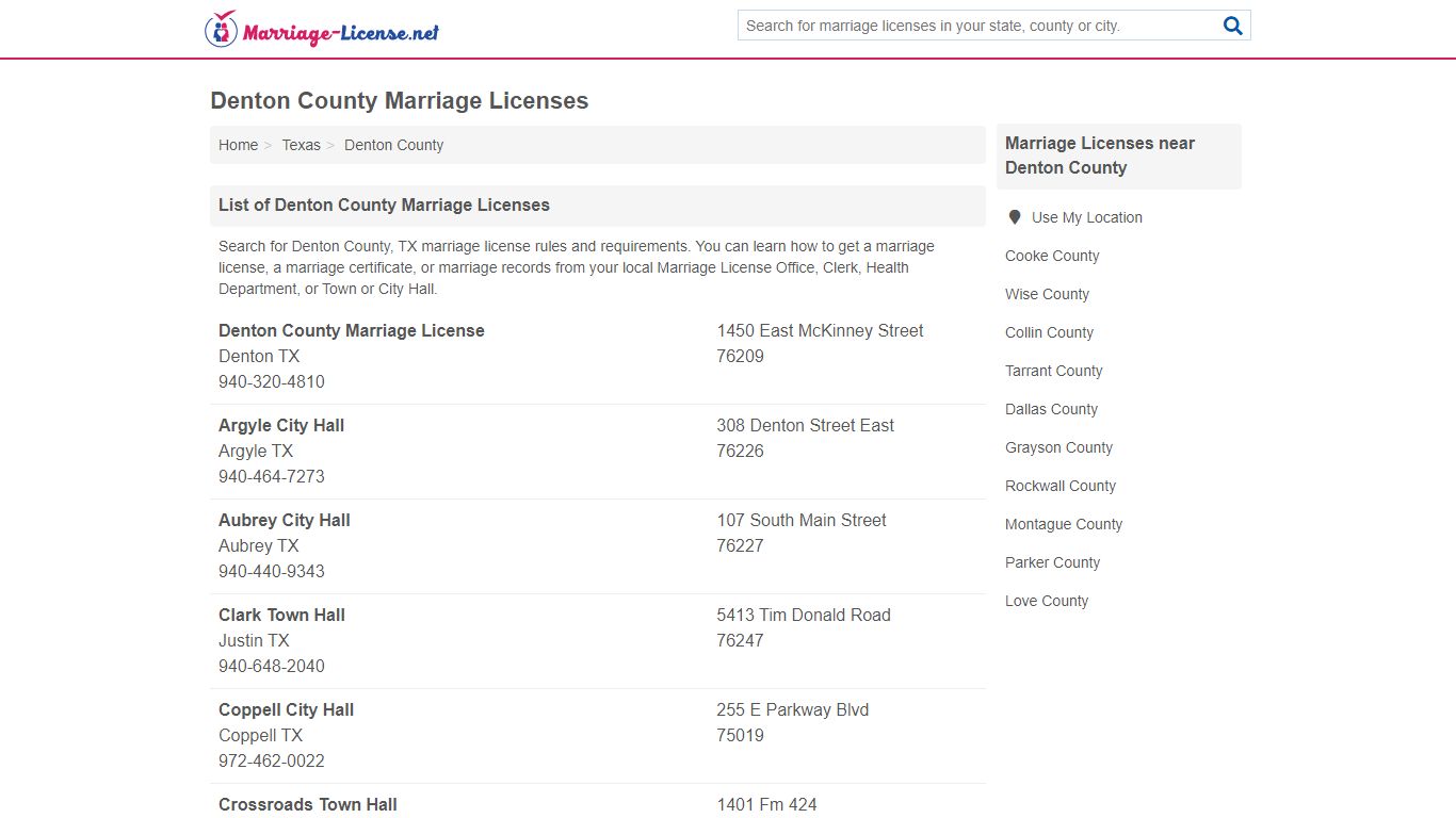 Denton County Marriage Licenses